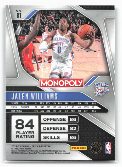 2024-25 Panini Prizm Monopoly #81 Jalen Williams