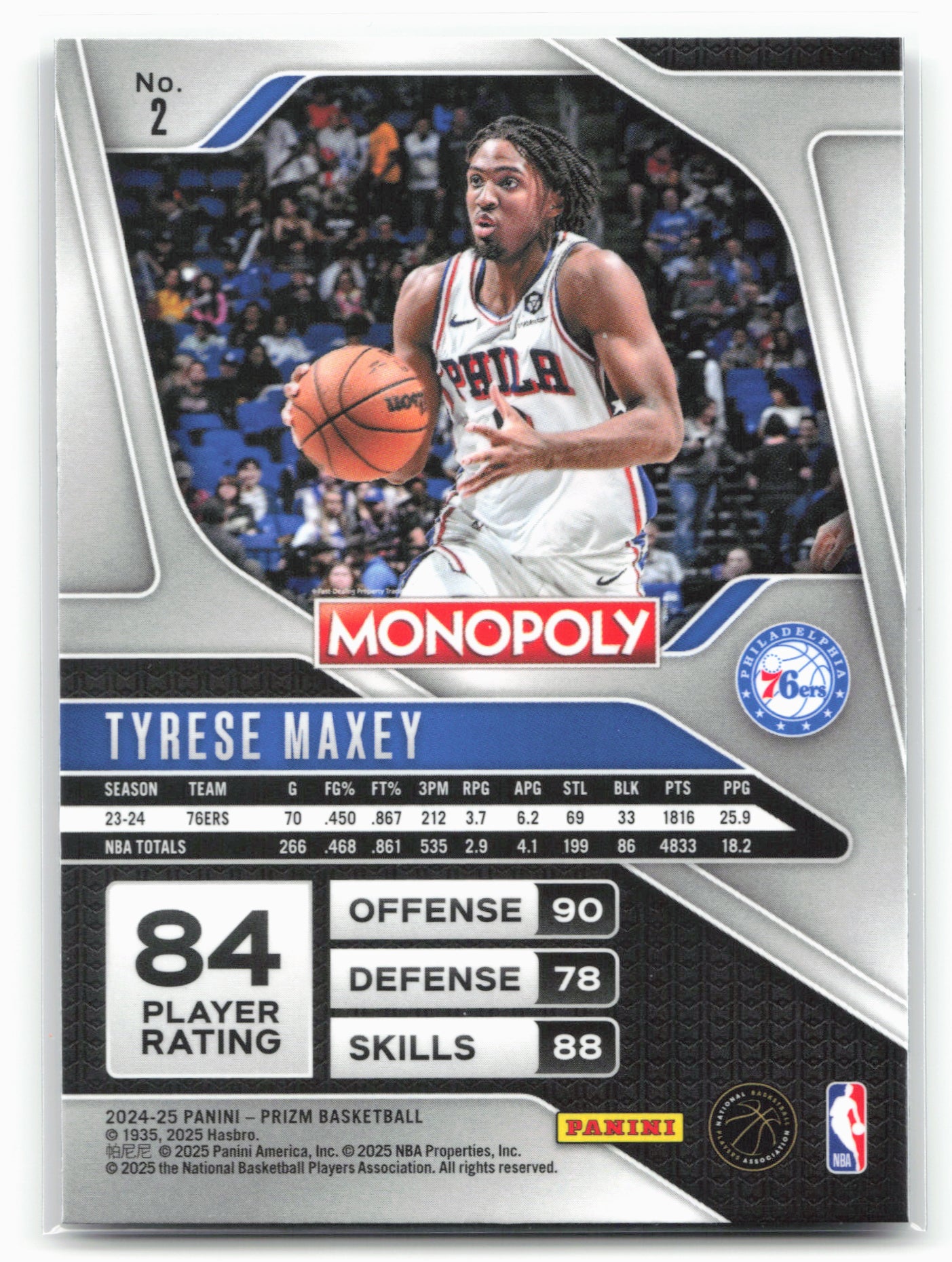 2024-25 Panini Prizm Monopoly #2 Tyrese Maxey