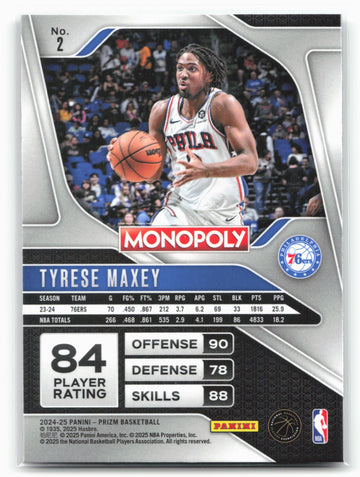 2024-25 Panini Prizm Monopoly #2 Tyrese Maxey