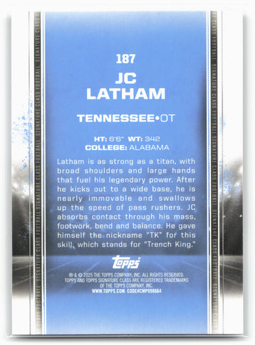 2024 Topps Signature Class #187 JC Latham Bronze