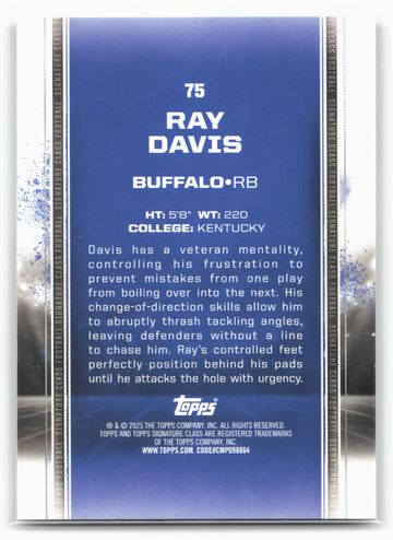 2024 Topps Signature Class #75 Ray Davis Bronze