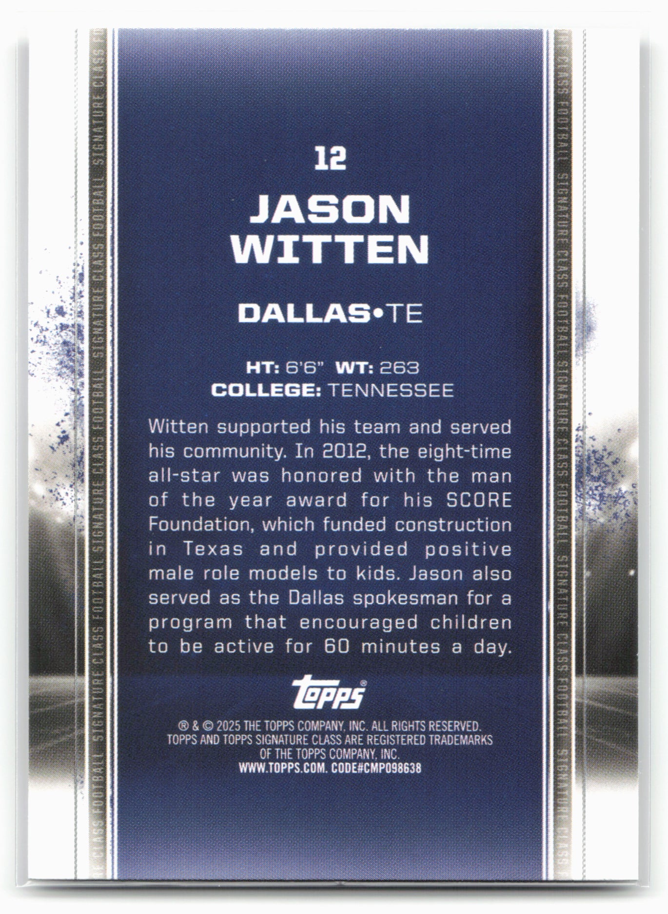 2024 Topps Signature Class #12 Jason Witten Bronze