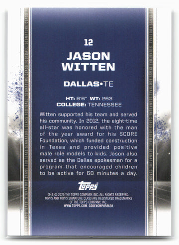 2024 Topps Signature Class #12 Jason Witten Bronze