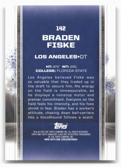 2024 Topps Signature Class #142 Braden Fiske Blue & Orange
