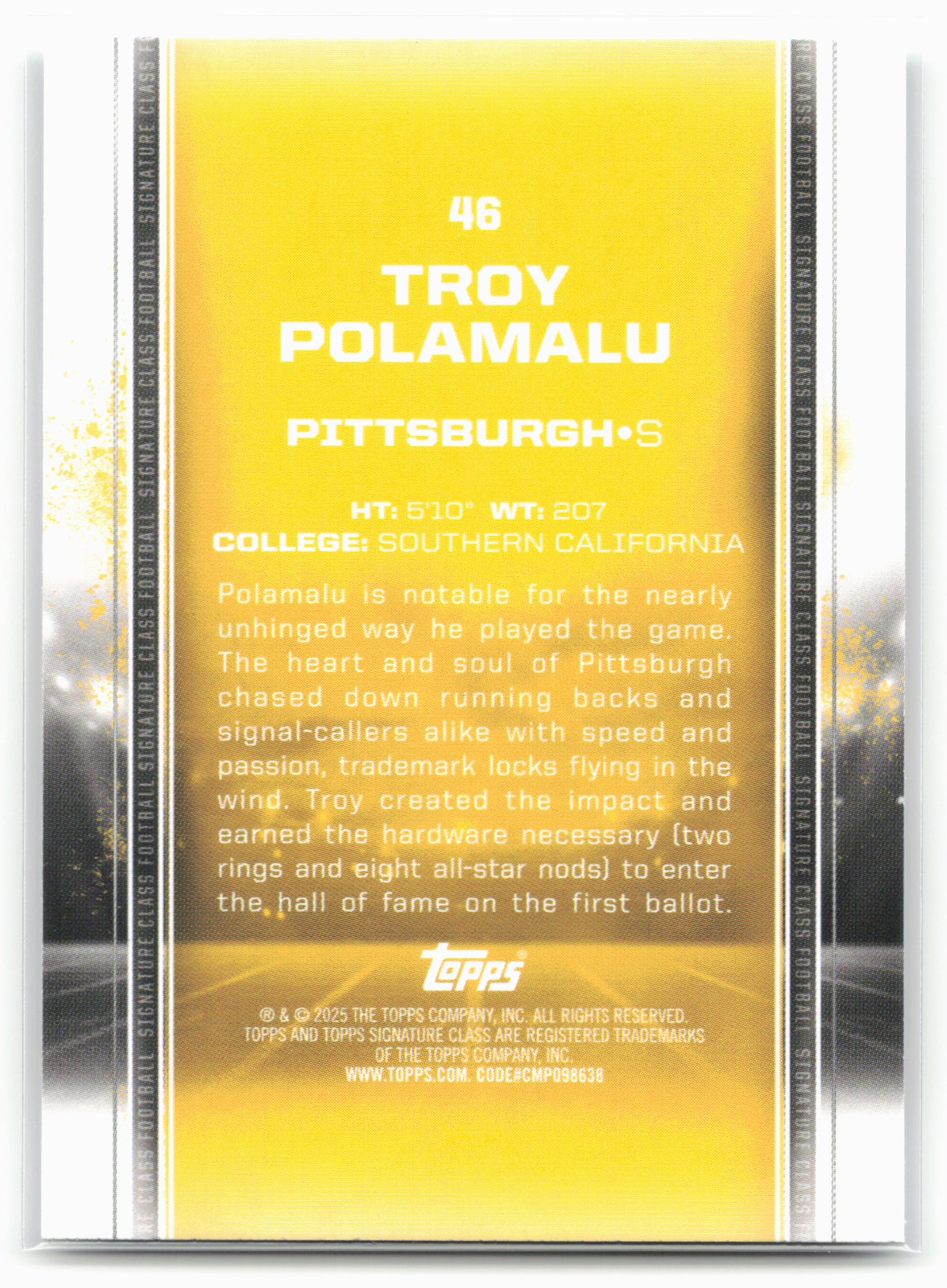 2024 Topps Signature Class #46 Troy Polamalu