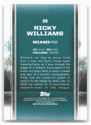 2024 Topps Signature Class #29 Ricky Williams