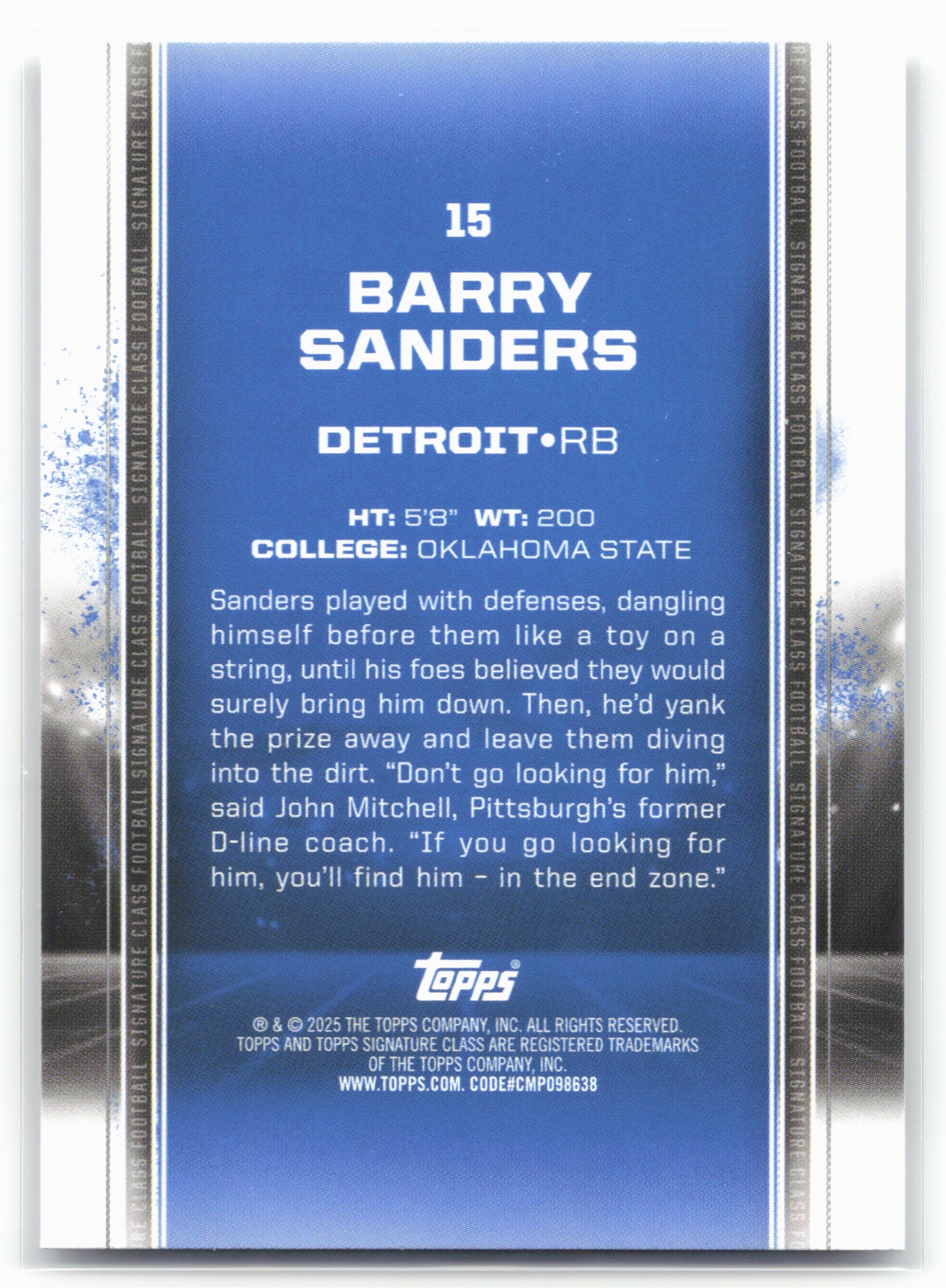 2024 Topps Signature Class #15 Barry Sanders