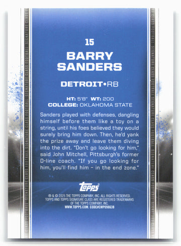2024 Topps Signature Class #15 Barry Sanders
