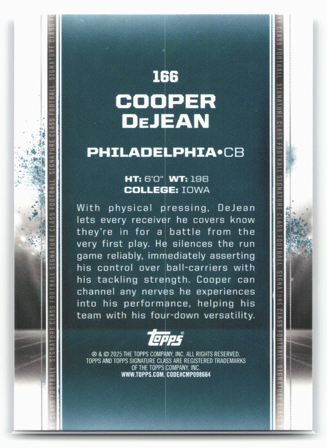 2024 Topps Signature Class #166 Cooper DeJean