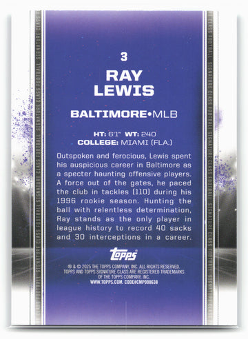 2024 Topps Signature Class #3 Ray Lewis