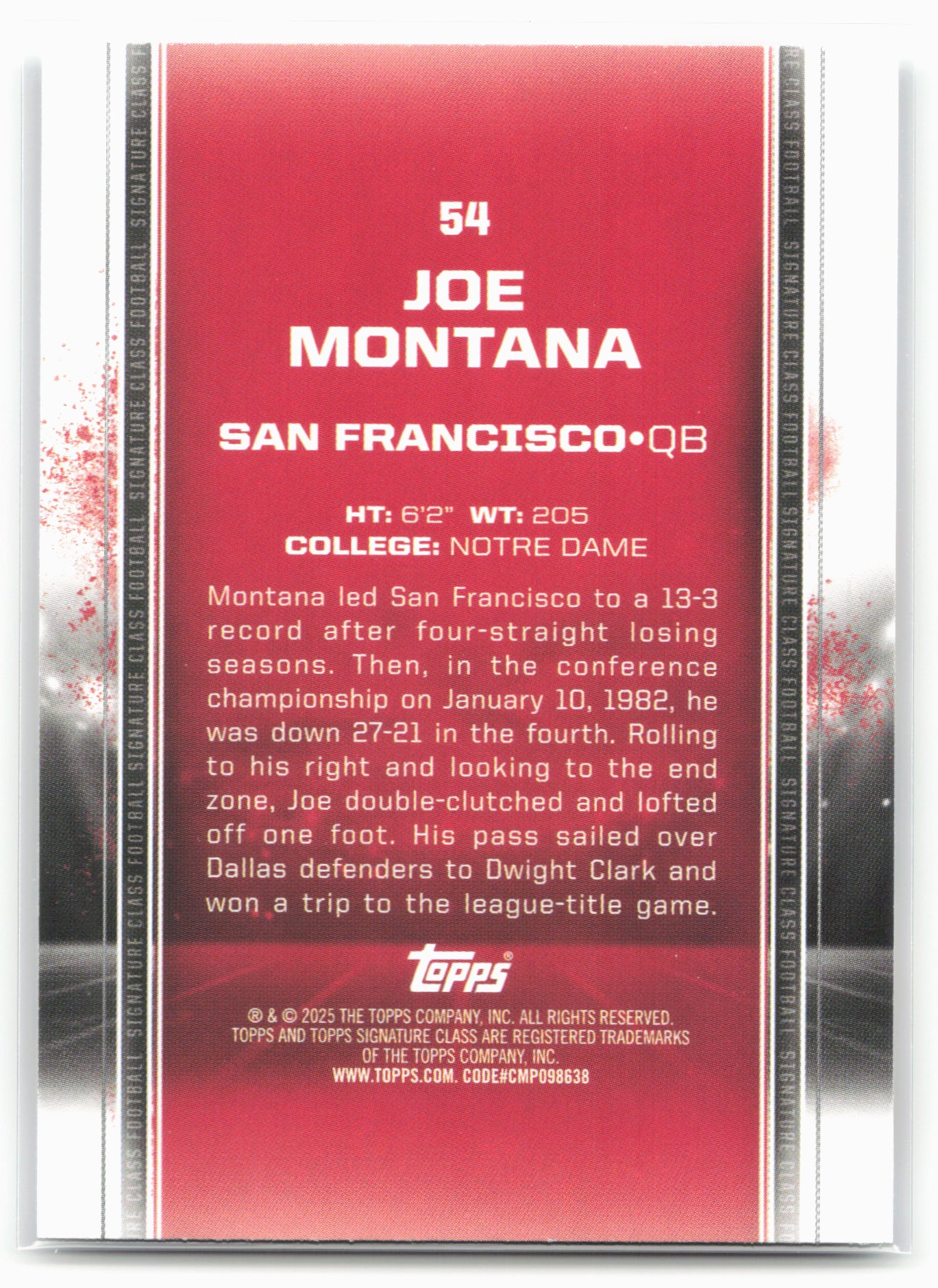 2024 Topps Signature Class #54 Joe Montana