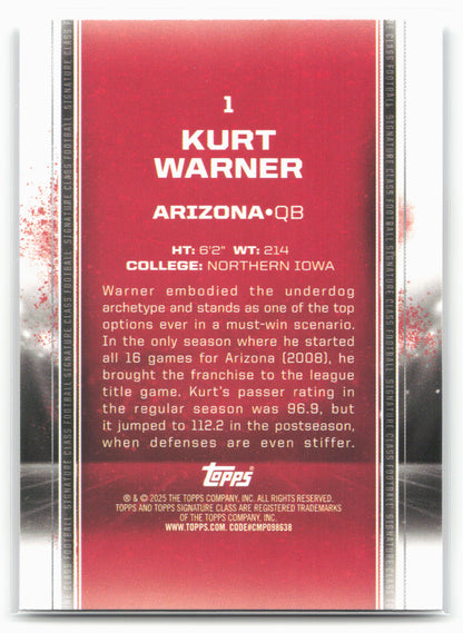 2024 Topps Signature Class #1 Kurt Warner