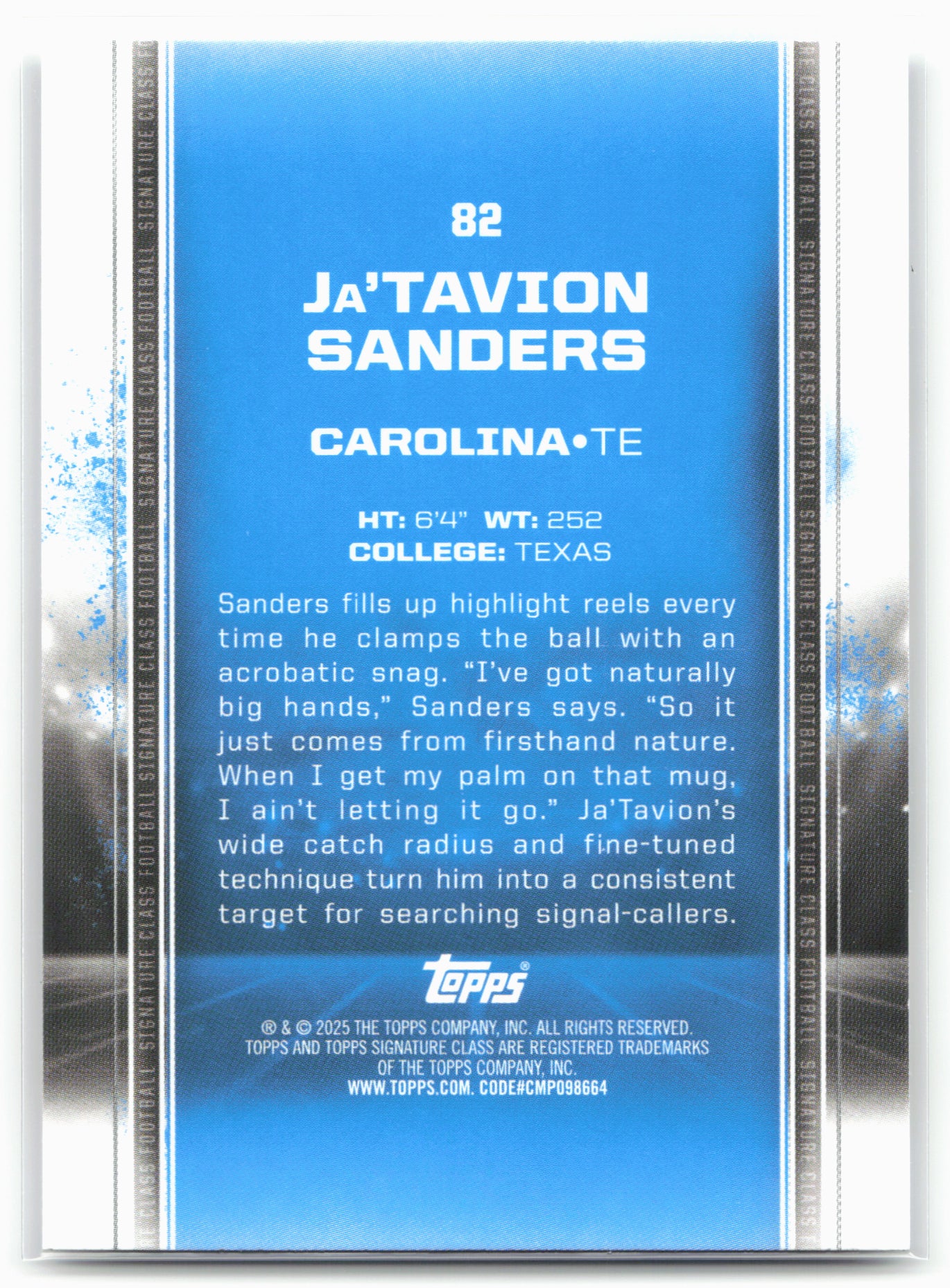 2024 Topps Signature Class #82 Ja'Tavion Sanders