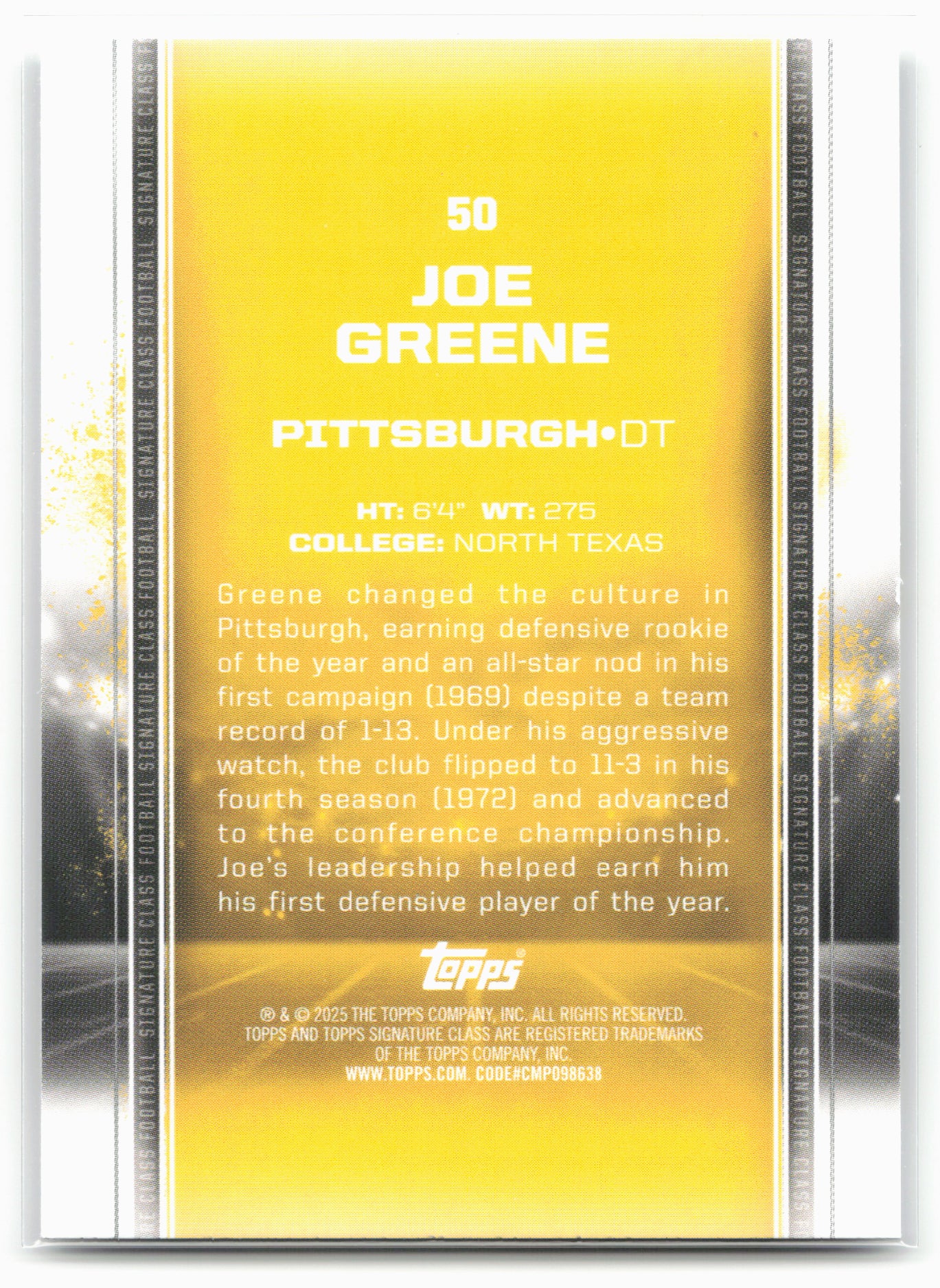 2024 Topps Signature Class #50 Joe Greene