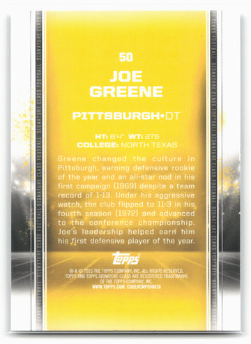 2024 Topps Signature Class #50 Joe Greene