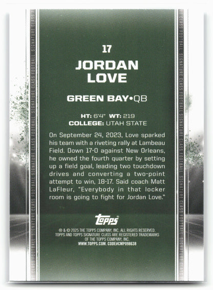 2024 Topps Signature Class #17 Jordan Love