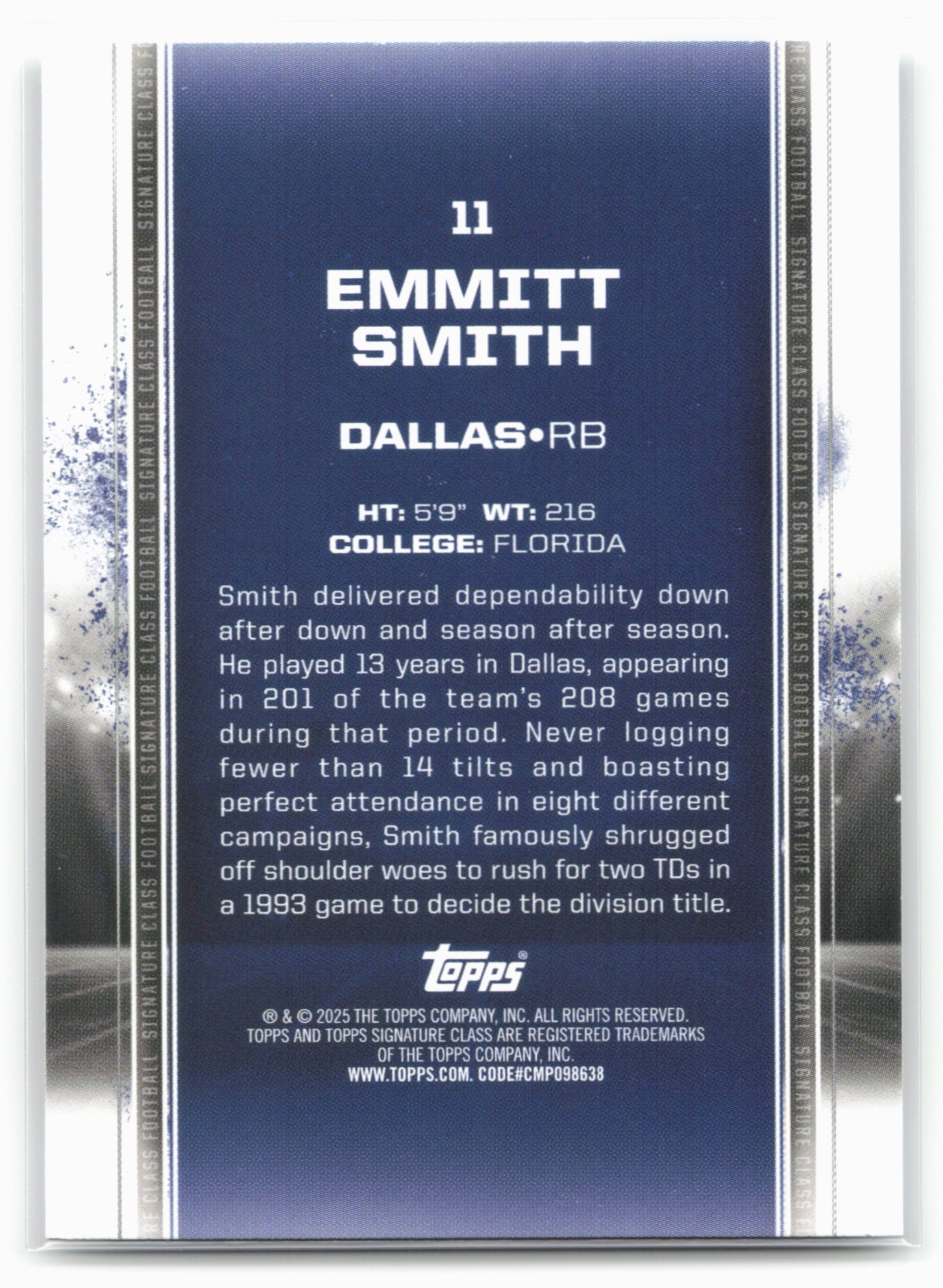 2024 Topps Signature Class #11 Emmitt Smith