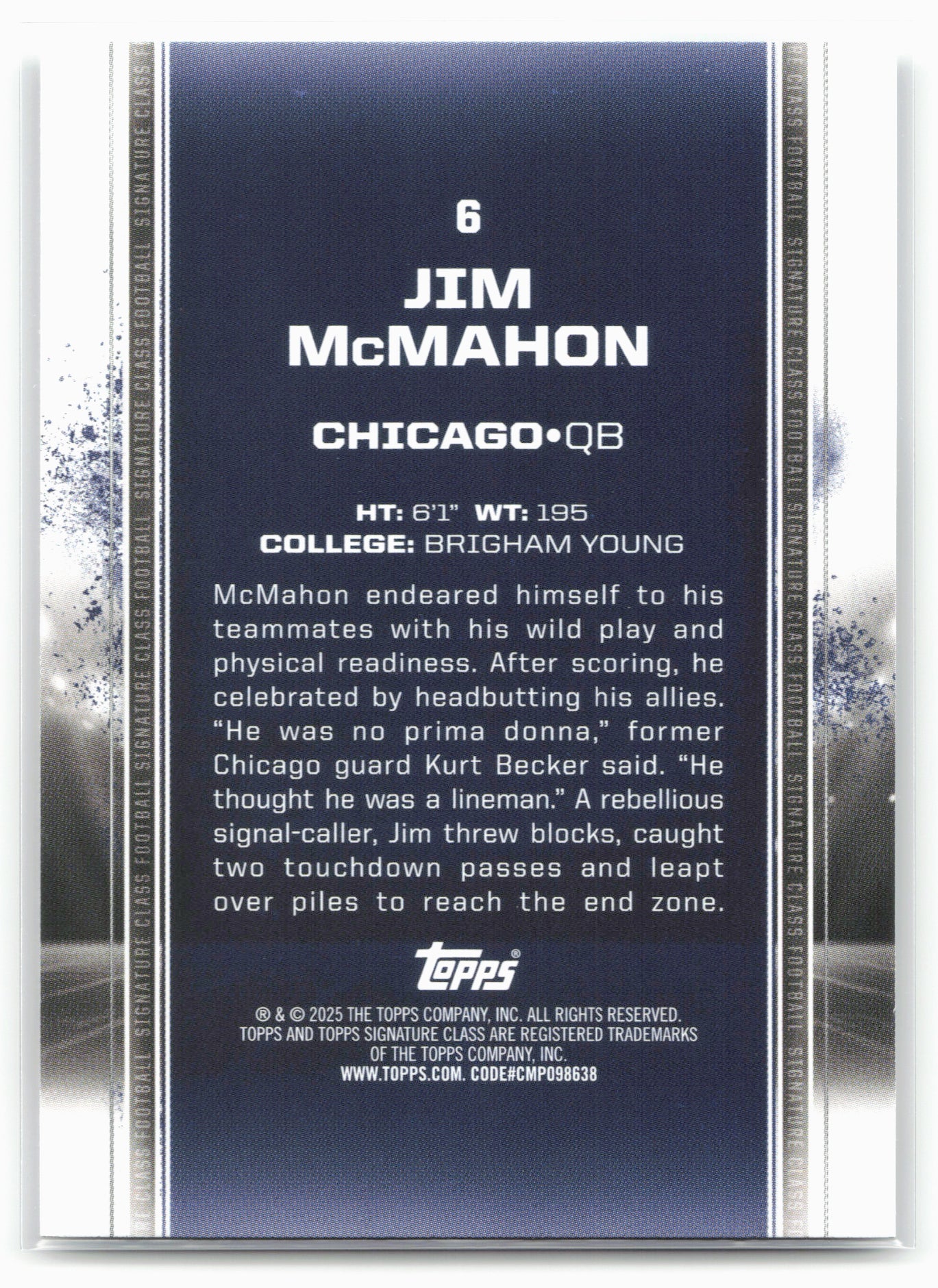 2024 Topps Signature Class #6 Jim McMahon