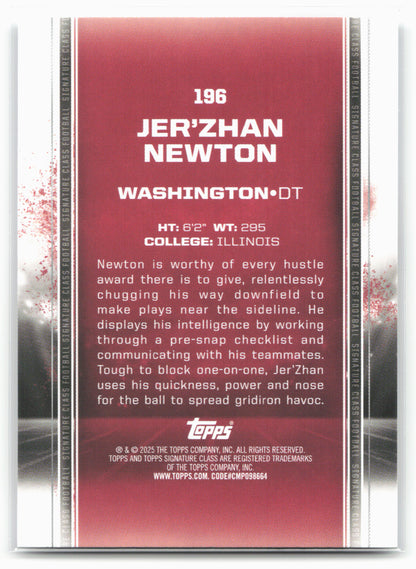 2024 Topps Signature Class #196 Jer'Zhan Newton