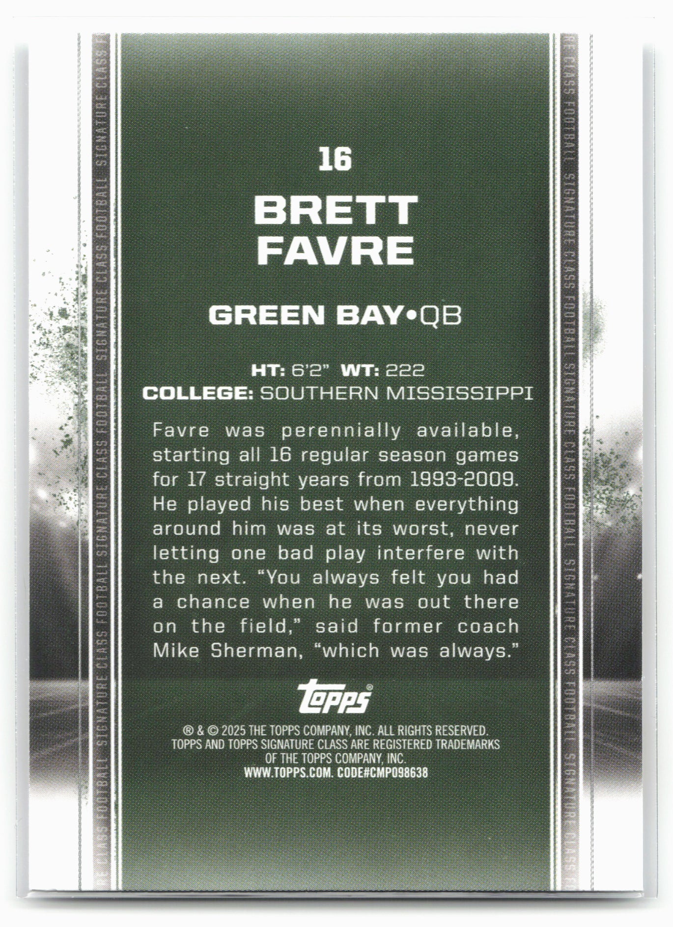 2024 Topps Signature Class #16 Brett Favre