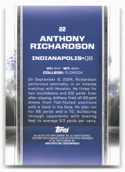 2024 Topps Signature Class #22 Anthony Richardson
