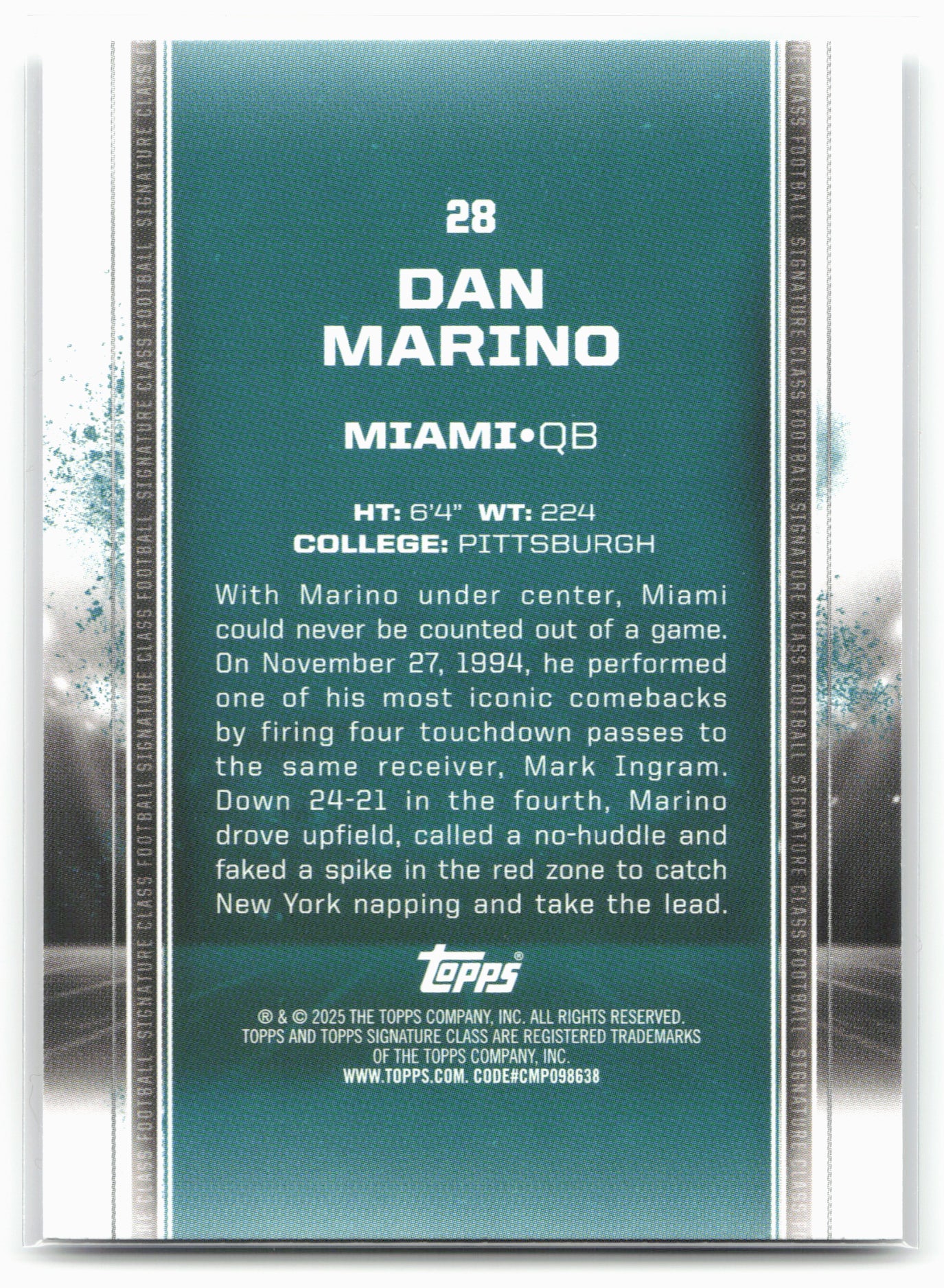 2024 Topps Signature Class #28 Dan Marino