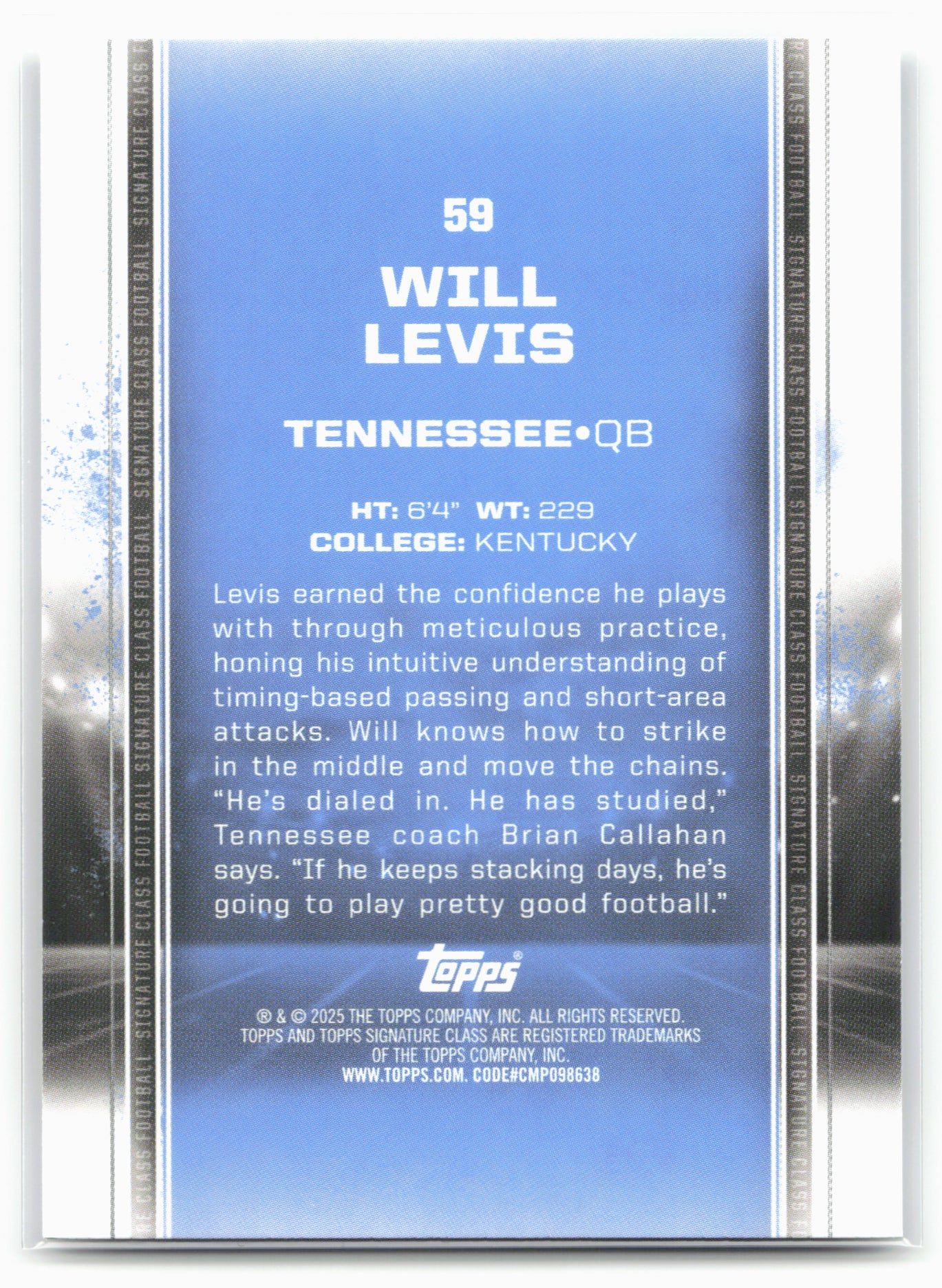 2024 Topps Signature Class #59 Will Levis