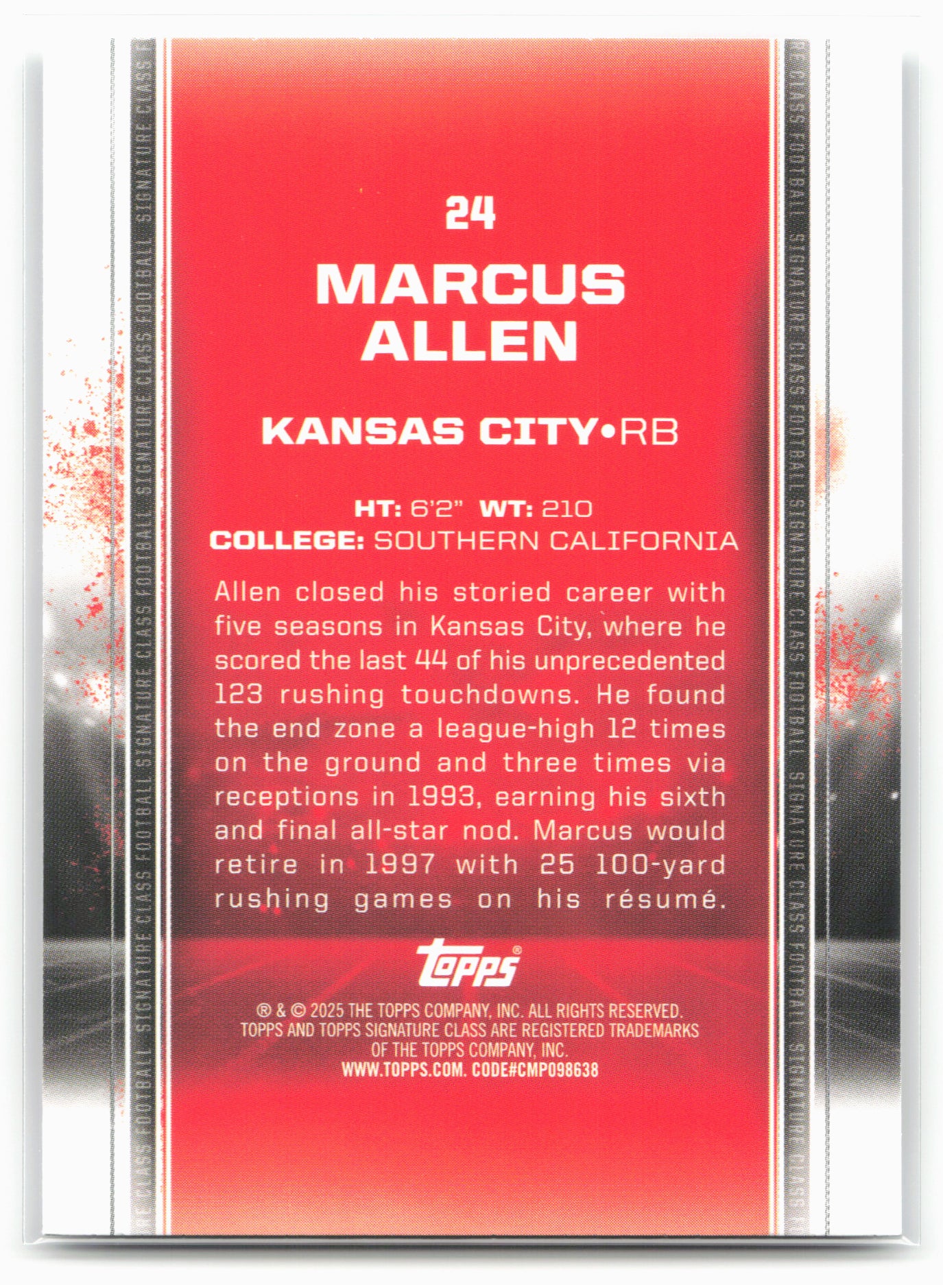 2024 Topps Signature Class #24 Marcus Allen