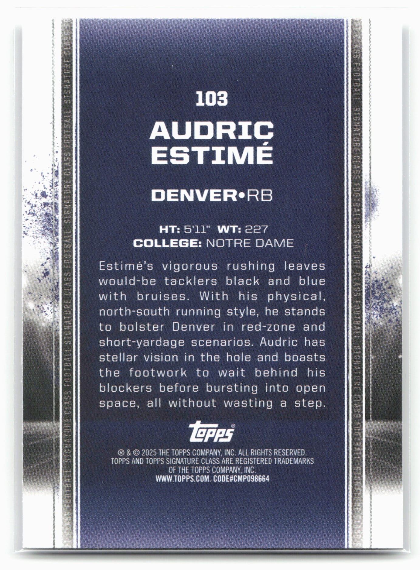 2024 Topps Signature Class #103 Audric Estimé