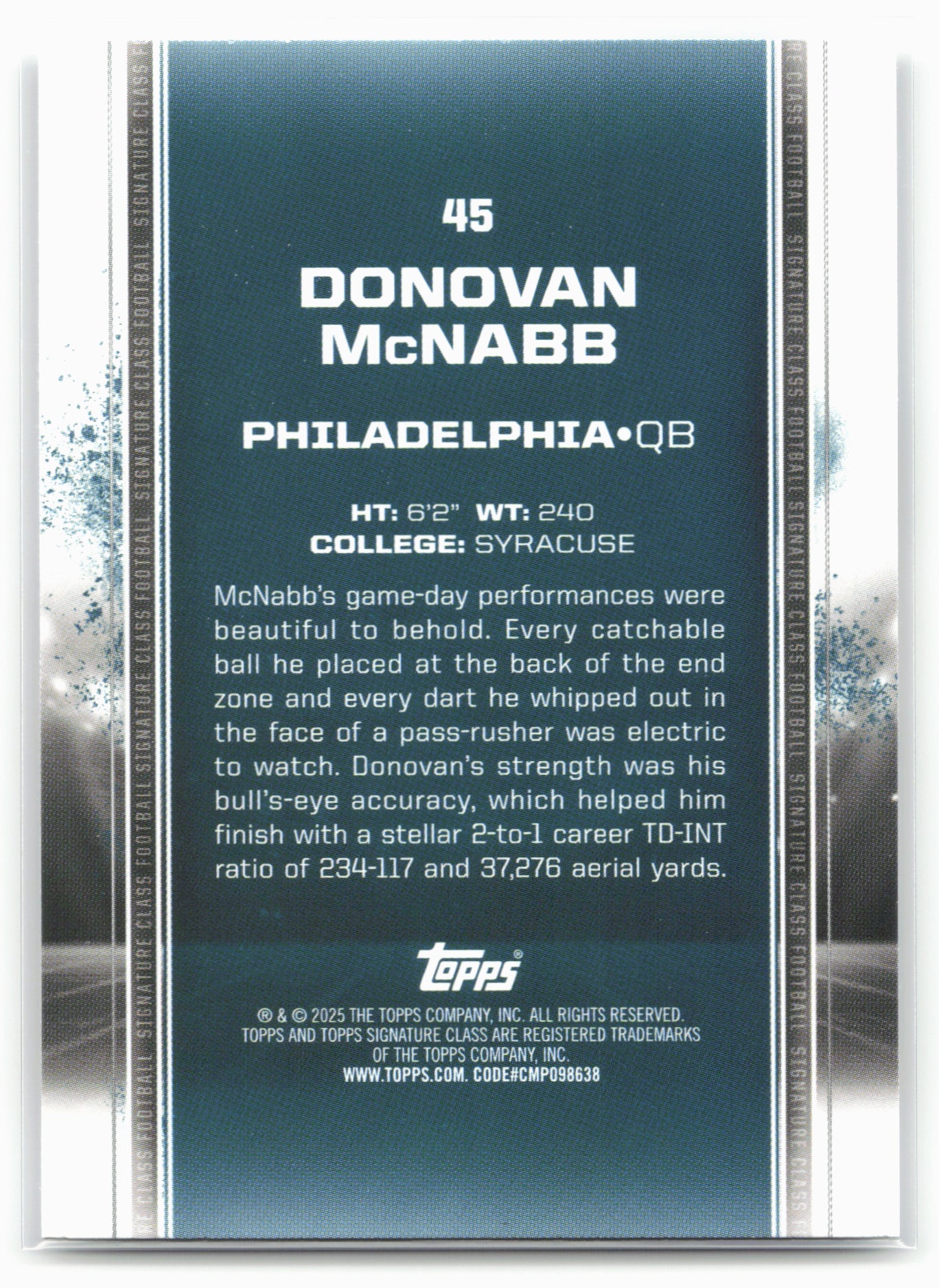 2024 Topps Signature Class #45 Donovan McNabb