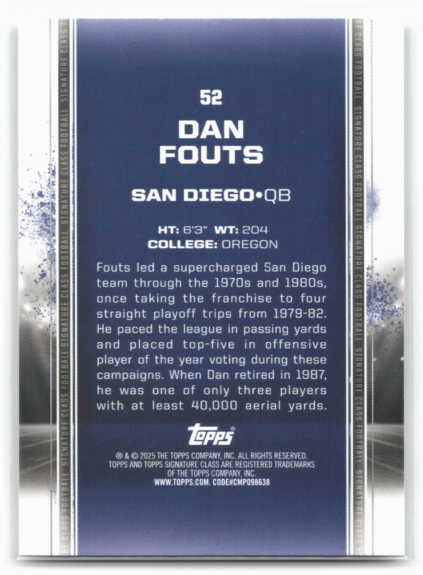 2024 Topps Signature Class #52 Dan Fouts