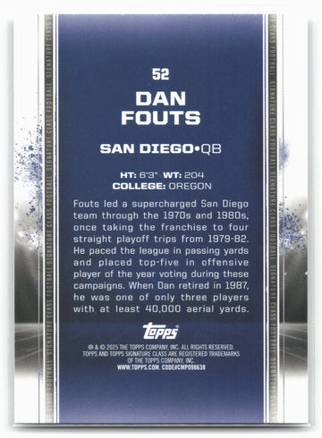 2024 Topps Signature Class #52 Dan Fouts