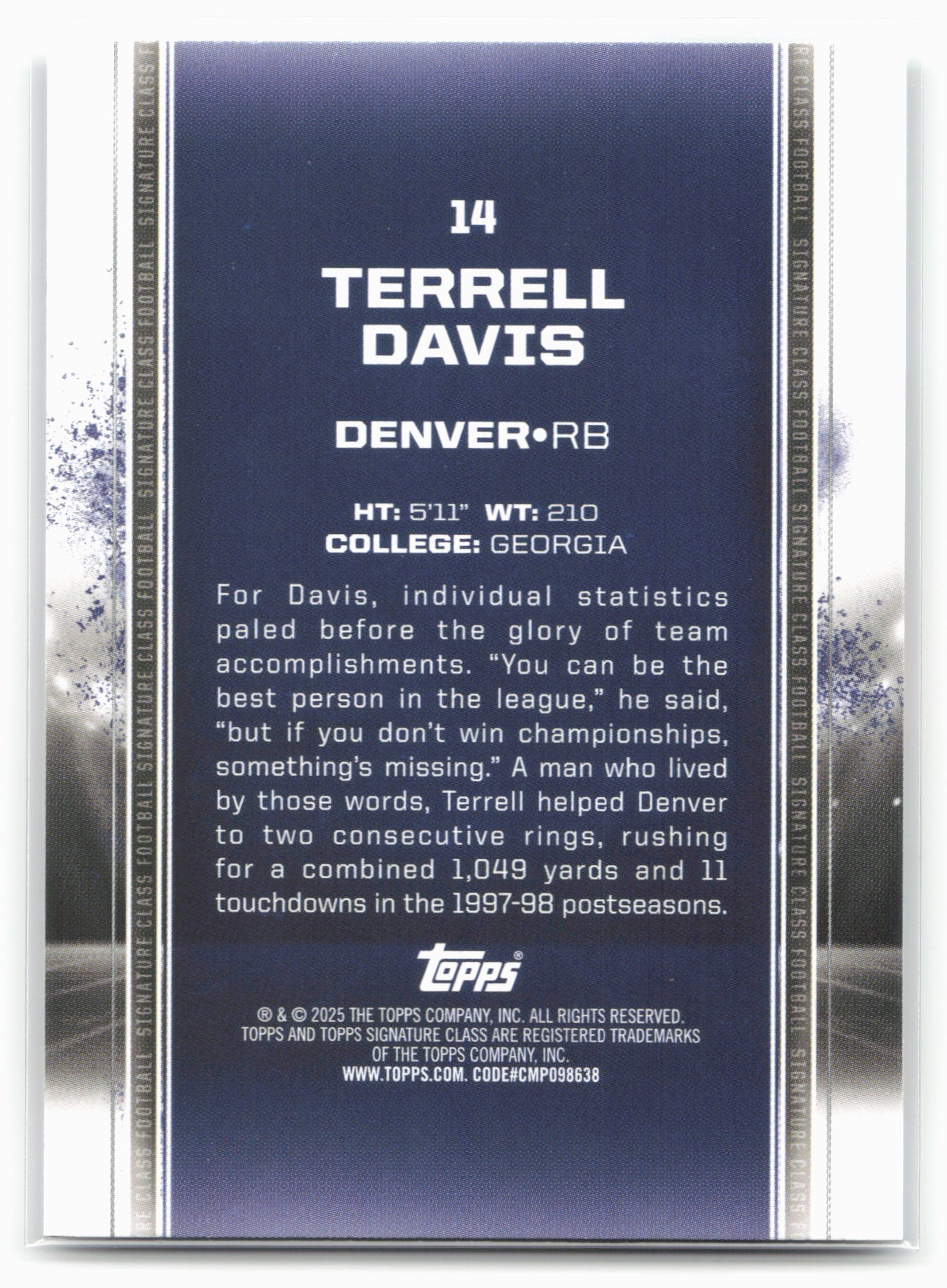 2024 Topps Signature Class #14 Terrell Davis