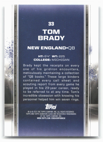 2024 Topps Signature Class #33 Tom Brady