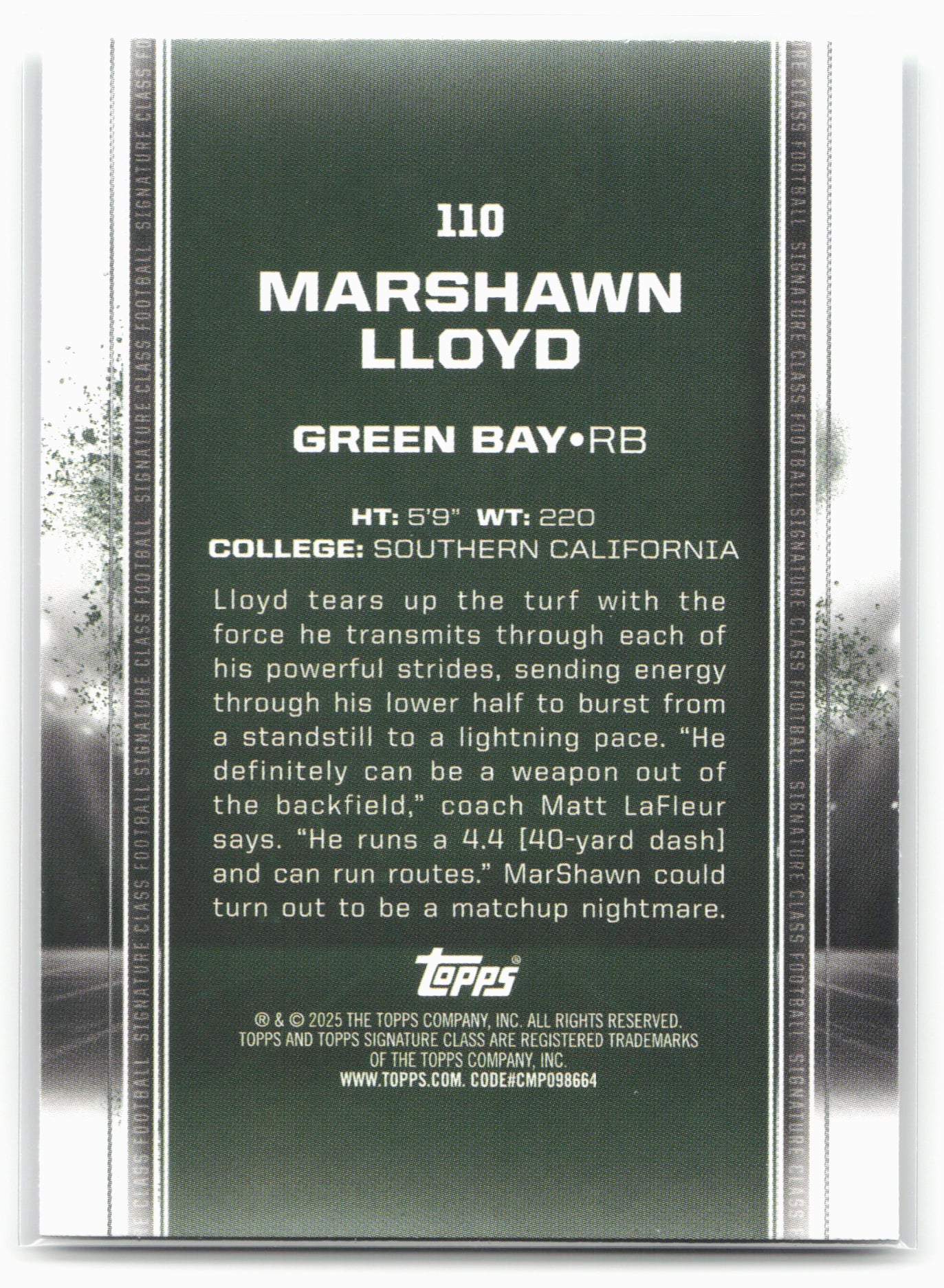 2024 Topps Signature Class #110 MarShawn Lloyd