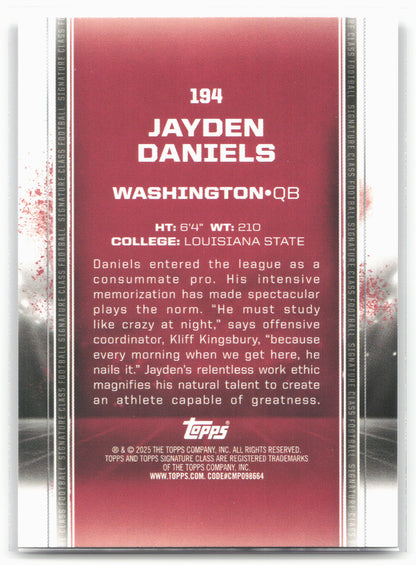 2024 Topps Signature Class #194 Jayden Daniels Bronze