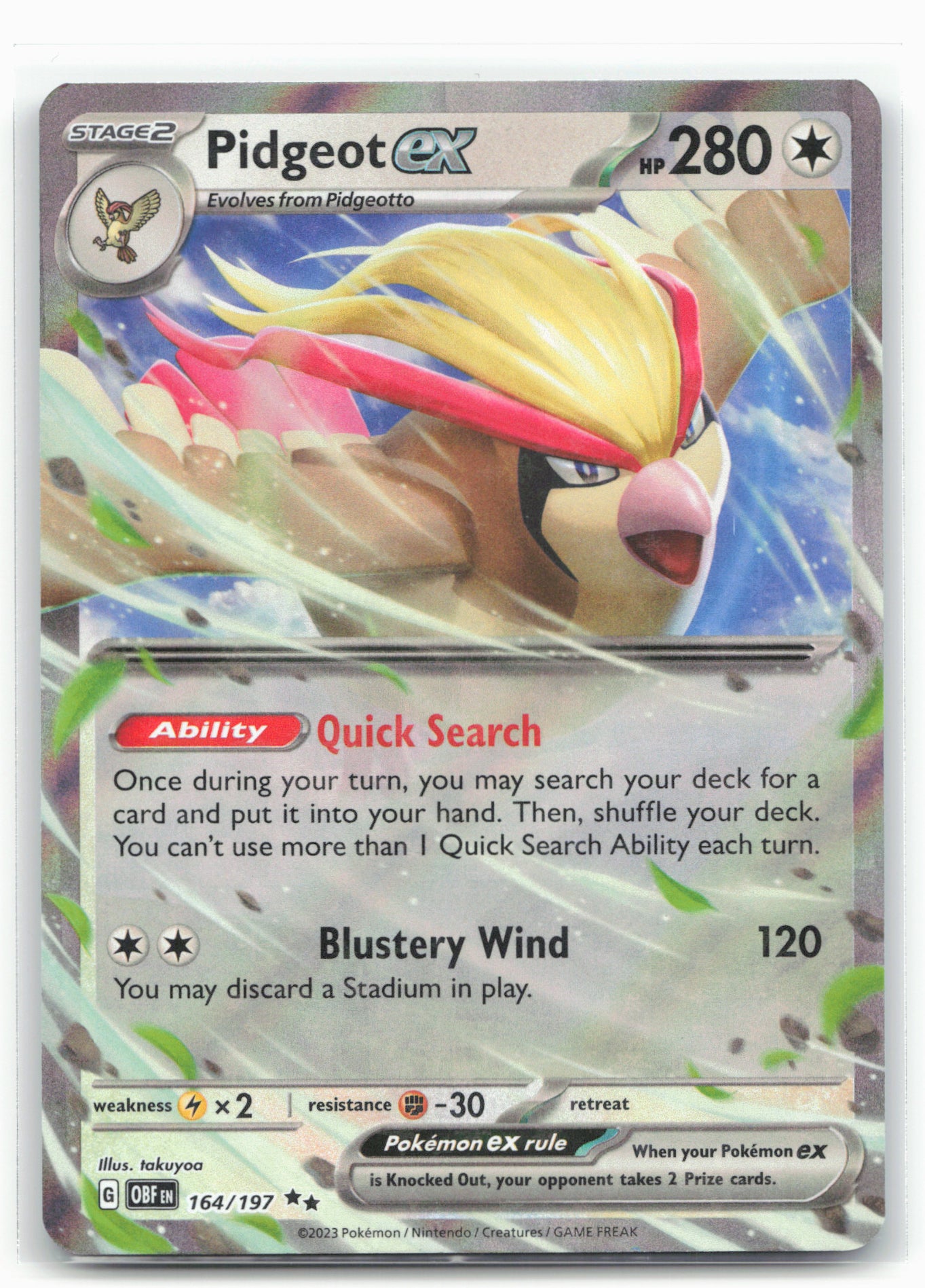 SV03: Obsidian Flames #164/197 Pidgeot ex Holo 17616