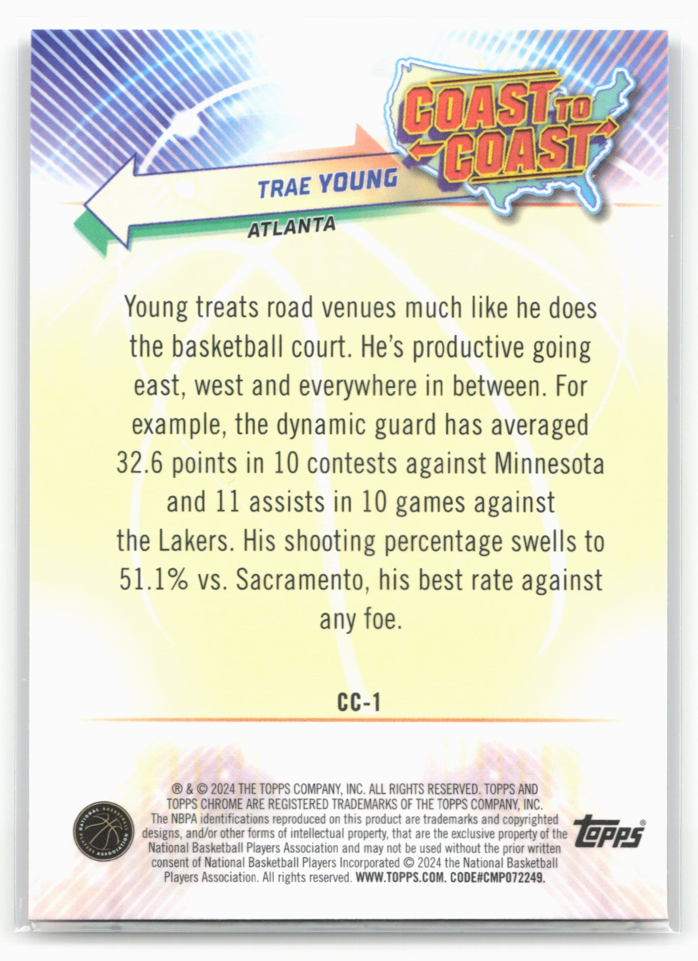 2023-24 Topps Chrome #CC-1 Trae Young Coast to Coast