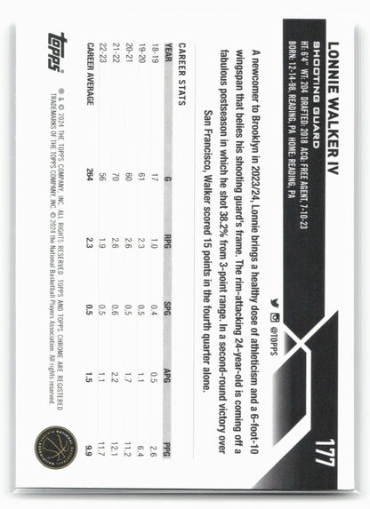2023-24 Topps Chrome #177 Lonnie Walker IV 17754