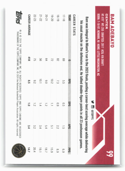 2023-24 Topps Chrome #99 Bam Adebayo 17764