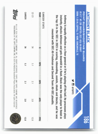 2023-24 Topps Chrome #186 Anthony Black 17767