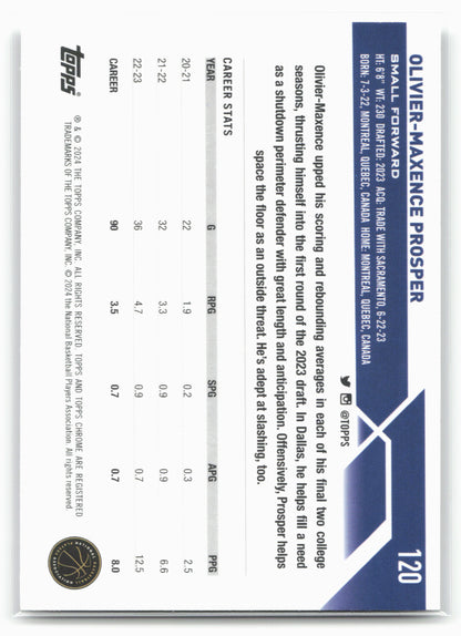 2023-24 Topps Chrome #120 Olivier-Maxence Prosper 17778