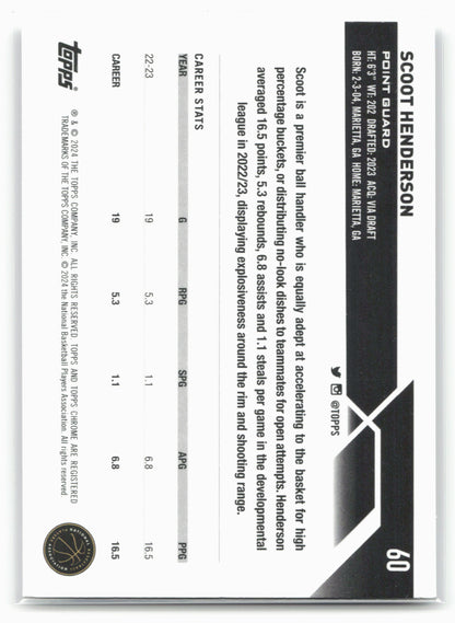 2023-24 Topps Chrome #60 Scoot Henderson 17779