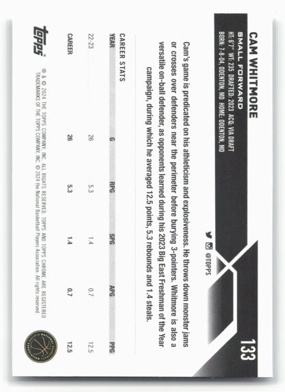 2023-24 Topps Chrome #133 Cam Whitmore 17787