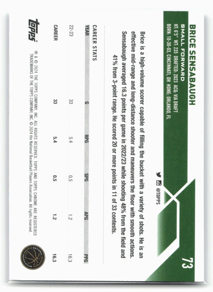 2023-24 Topps Chrome #73 Brice Sensabaugh 17790