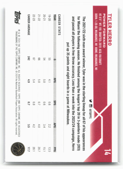 2023-24 Topps Chrome #14 Tyler Herro 17797