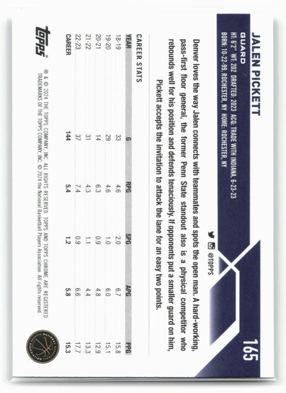 2023-24 Topps Chrome #165 Jalen Pickett 17799