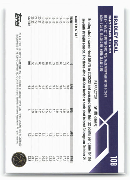 2023-24 Topps Chrome #108 Bradley Beal Refractors