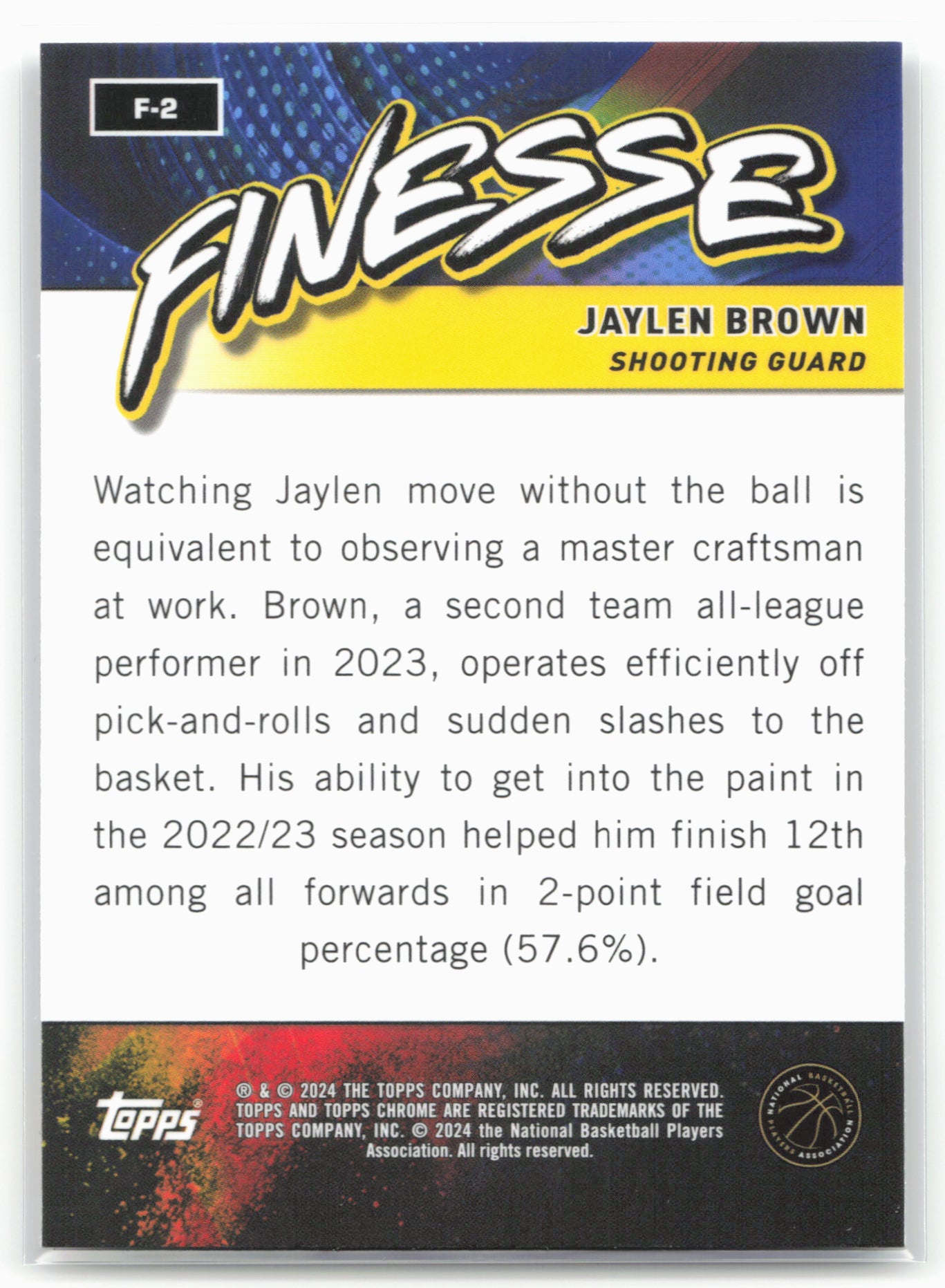 2023-24 Topps Chrome #F-2 Jaylen Brown Finesse