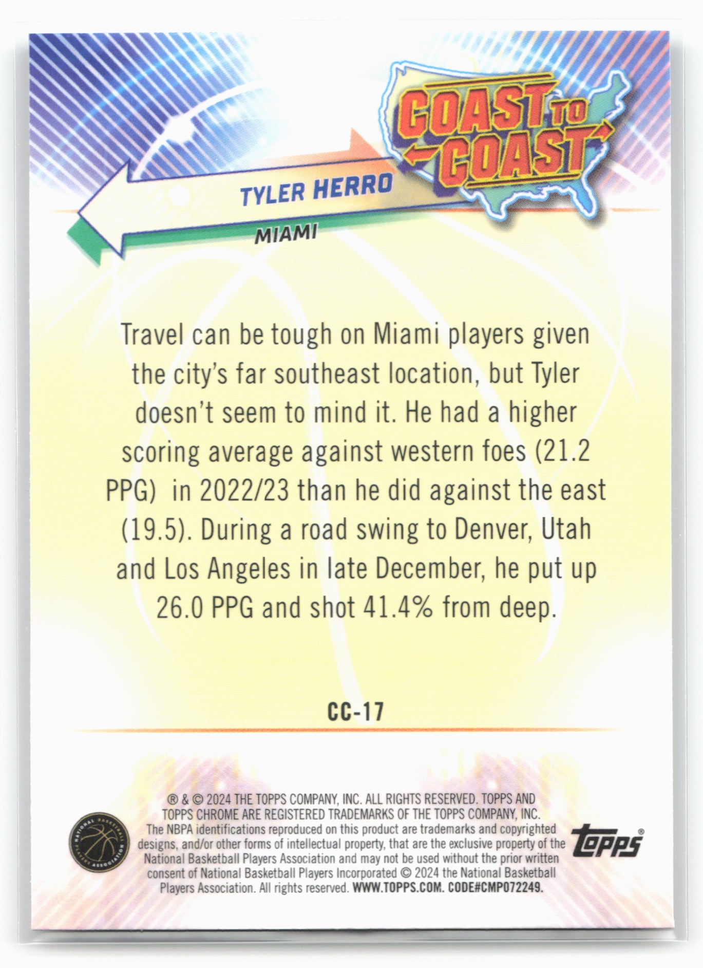 2023-24 Topps Chrome #CC-17 Tyler Herro Coast to Coast